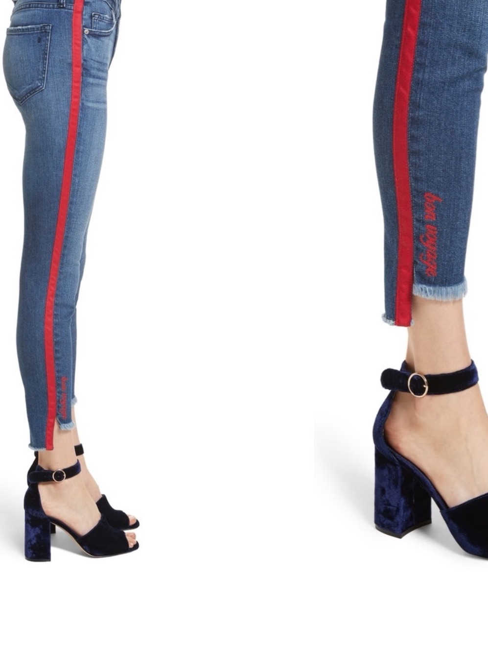 Joie Crop Red Stripe Bon Voyage Skinny Jeans